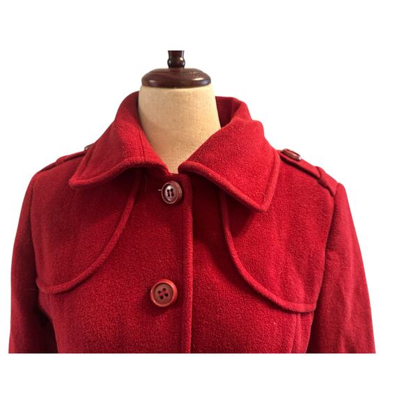 Kenneth Cole Women’s Red Button-Up Wool Coat – Size 12 – EUC - Picture 6 of 9